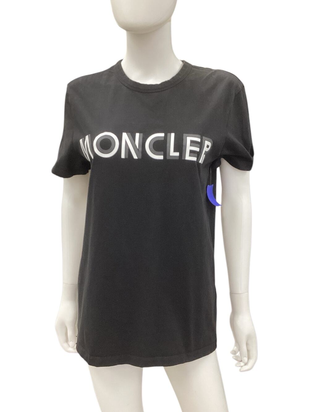 Moncler Top Women’s Size M Maglia Short Sleeve T-Shirt Logo Sign Black